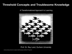 Threshold Concepts and Troublesome Knowledge 1 Linkage to
