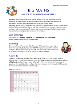 Big Maths - A Guide for Parents and Carers