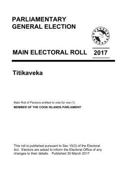 Roll - Cook Islands - Ministry of Finance and Economic Management