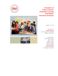 Evaluation of Citizen Schools` Expanded Learning Time Model