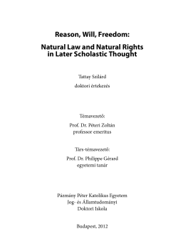 Reason, Will, Freedom: Natural Law and Natural Rights in Later
