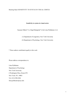 1 Running Head: SENSITIVITY TO SYNTAX IN