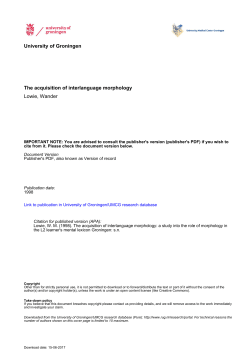 The Acquisition of Interlanguage Morphology