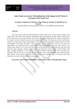 Anne Frank as an Icon: Fictionalization of the Image in the Works of