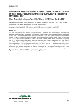 INVESTMENT IN COCOA PRODUCTION IN NIGERIA: A COST AND