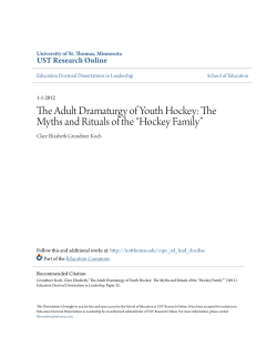 The Adult Dramaturgy of Youth Hockey: The Myths and Rituals of the