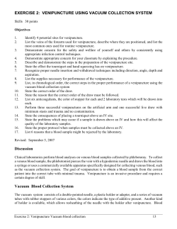 Lab #2: Venipuncture/Vacutainer