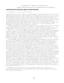 the precipitation of iron in early smelted copper