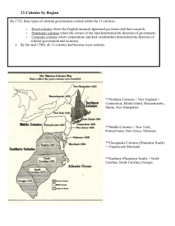 13 Colonies by Region
