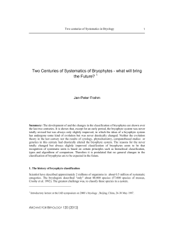 Two Centuries of Systematics of Bryophytes