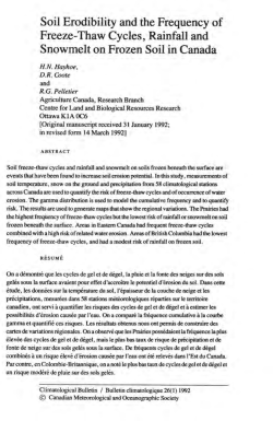 Soil Erodibility and the Frequency of Freeze-Thaw Cycles
