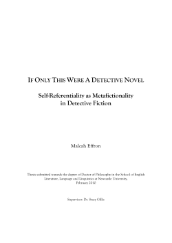 Self-Referentiality as Metafictionality in Detective Fiction