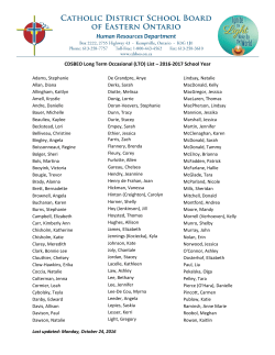 CDSBEO Long Term Occasional (LTO) List – 2016