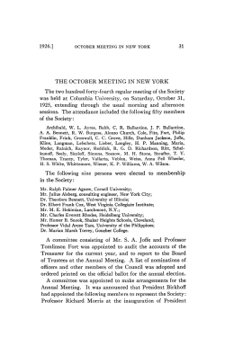 THE OCTOBER MEETING IN NEW YORK The two hundred forty