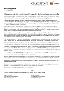 MEDIA RELEASE Chadstone sets the benchmark