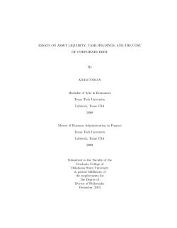 ESSAYS ON ASSET LIQUIDITY, CASH HOLDINGS, AND