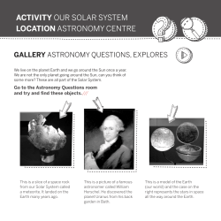 ACTIVITY OUR SOLAR SYSTEM LOCATION ASTRONOMY CENTRE