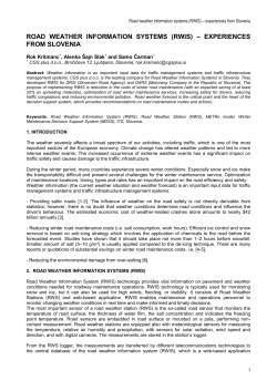 road weather information systems (rwis) &ndash; experiences from slovenia