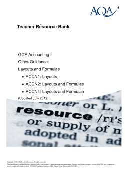 A-level Accounting Teacher guide Teacher guide: Layouts