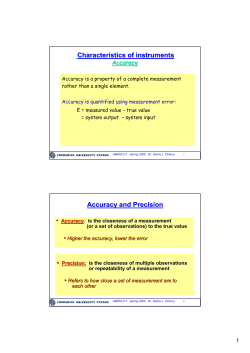 Characteristics of instruments Accuracy and Precision