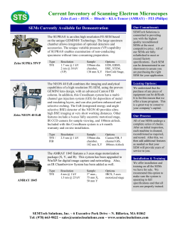 Current Inventory of Scanning Electron Microscopes