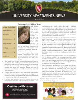 April 2016 - University Housing - UW