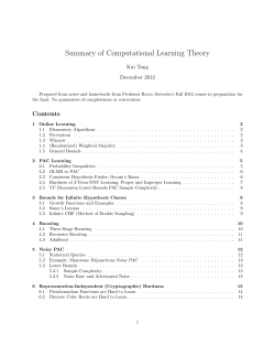 Summary of Computational Learning Theory