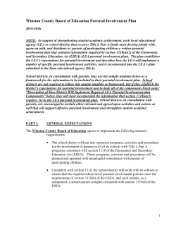 2015-2016 Parental Involvement Plan