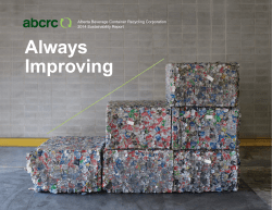 2014 Sustainability Report - Alberta Beverage Container Recycling