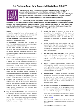 10 Platinum Rules for a Successful Hackathon @ E-ATP
