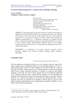 Practical criticism in perspective