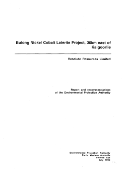 Bulong Nickel Cobalt Laterite Project, 30km east of