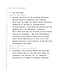 Transcript - New York Philharmonic