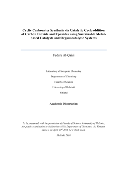 Cyclic Carbonates Synthesis via Catalytic Cycloaddition of