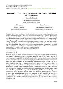 Striving to Maximise Children`s Learning of Mass Measurement