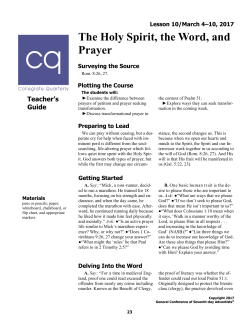 The Holy Spirit, the Word, and Prayer