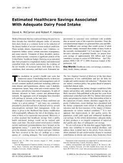 Estimated Healthcare Savings Associated With Adequate Dairy