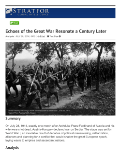 Echoes of the Great War Resonate a Century Later