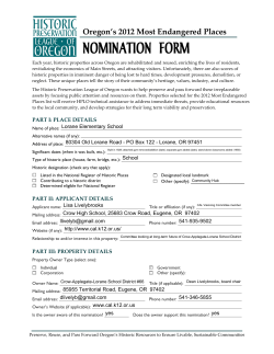 2012 Most Endangered Places Nomination Form