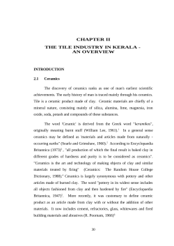 HISTORY AND DEVELOPMENT OF TILE INDUSTRY