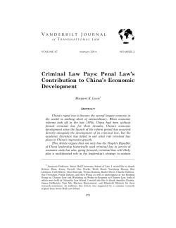 Criminal Law Pays: Penal Law`s Contribution to China`s Economic