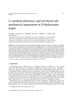 L-carnitine deficiency and red blood cell mechanical impairment in