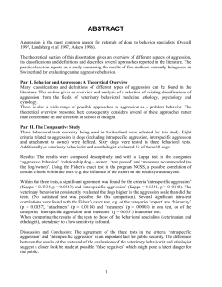 aggressive - Veterinary Public Health Institute, Animal Welfare Division