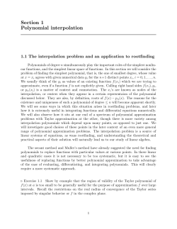 Section 1 Polynomial interpolation