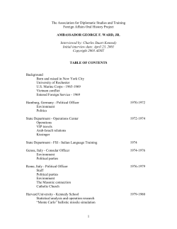 1 The Association for Diplomatic Studies and Training Foreign