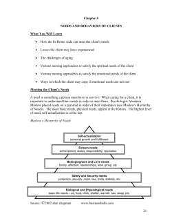 Chapter 5 NEEDS AND BEHAVIORS OF CLIENTS