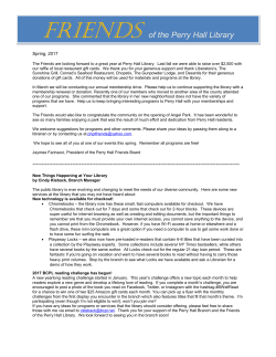The Friends of the Perry Hall Library Spring 2017 Newsletter