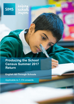 Producing the School Census Summer 2017 Return (English All