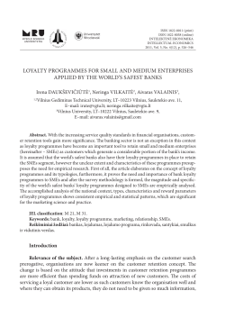 LOYALTY PROGRAMMES FOR SMALL AND MEDIUM