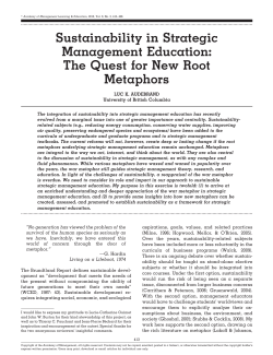 Sustainability in Strategic Management Education: The Quest for